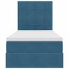 vidaXL Voodi hoiukohaga ja madratsiga Tumesinine 90 x 200 cm Samet