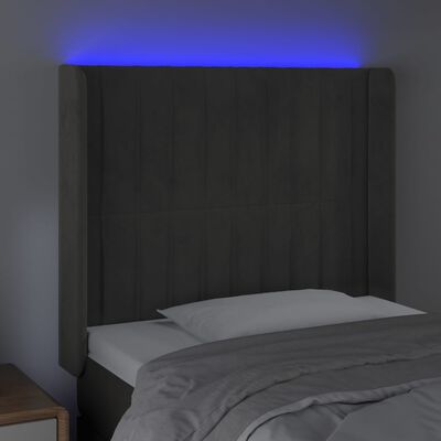 vidaXL LED-voodipeats, tumehall, 93x16x118/128 cm, samet