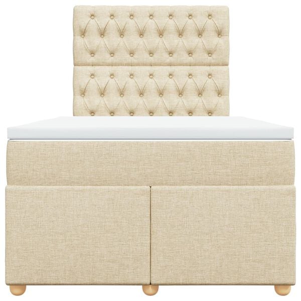 vidaXL kontinentaalvoodi madratsiga, kreemjas, 120x200 cm, kangas