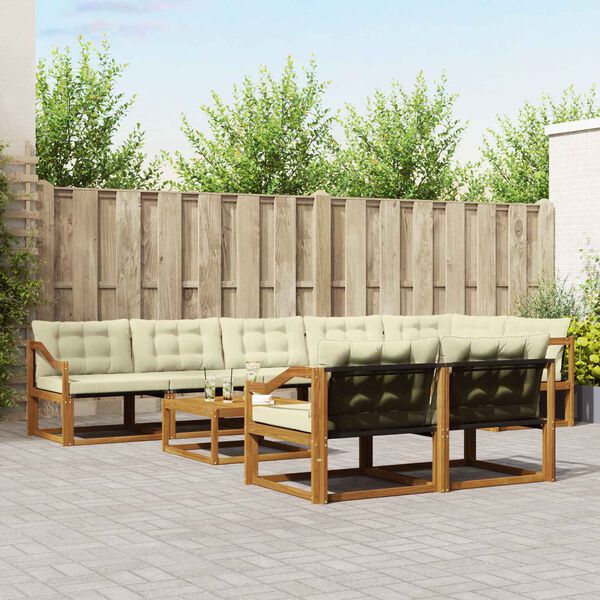 vidaXL V&auml;li diivanikomplekt padjaga 9 pcs Looduslik ja kreem