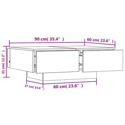 vidaXL kohvilaud, betoonhall, 90 x 60 x 31 cm, puitlaastplaat