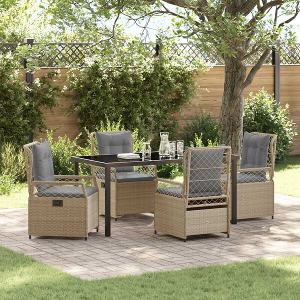 vidaXL Aia s&ouml;&ouml;gilaudade komplekt 5 pcs Beež ja heledhall pol&uuml;rotang