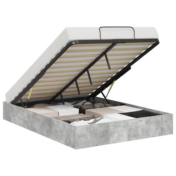 vidaXL Ottomani voodiraam Betoonhall 135 x 190 cm Tehispuit