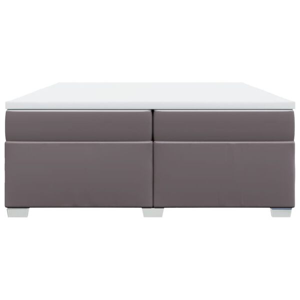 vidaXL kontinentaalvoodi madratsiga, hall, 200x200 cm, kunstnahk