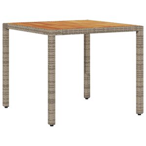 vidaXL aialaud akaatsiapuidust plaadiga, hall, 80x80x75 cm, PE-rotang