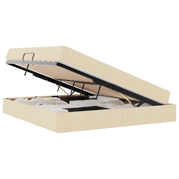 vidaXL Voodi hoiukohaga ja madratsiga cream 160 x 200 cm Pol&uuml;ester