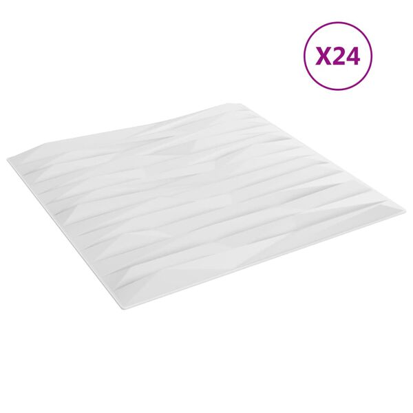 vidaXL seinapaneelid 24 tk, valge, 50 x 50 cm, XPS 6 m&sup2;, kivi