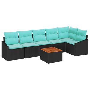 vidaXL Aia Diivanikomplekt padjaga 7 pcs Must pol&uuml;rotang