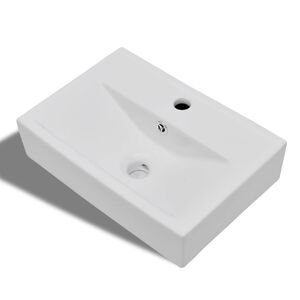 vidaXL vannitoavalamu, kraani- ja &uuml;levoolu ava, valge, kandiline