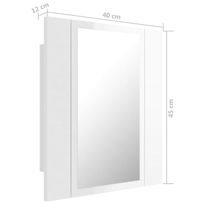 vidaXL LED-peeglikapp kõrgläikega valge 40x12x45 cm, akrüül
