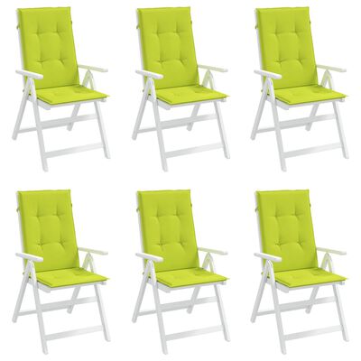 vidaXL kõrge seljatoega toolipadjad 6 tk, roheline 120x50x3 cm, kangas