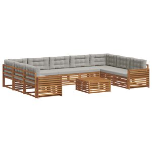 vidaXL V&auml;li diivanikomplekt padjaga 10 pcs Looduslik ja Hele Hall