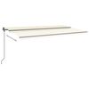 vidaXL automaatne varikatus LED, tuuleandur, 6 x 3 m, kreemjas