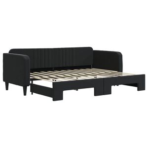 vidaXL diivanvoodi v&auml;ljat&otilde;mmatava osaga, must, 80x200 cm, samet