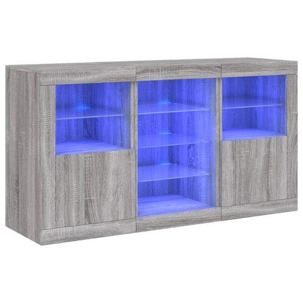 vidaXL puhvetkapp LED-tuledega, hall Sonoma tamm, 123 x 37 x 67 cm