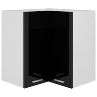 vidaXL seina nurgakapp, kõrgläikega must, 57x57x60 cm puitlaastplaat