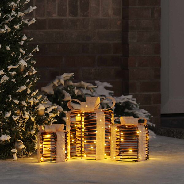 vidaXL Kingituse Karp Dekoratsioon 3 pcs Soe valge Rotang