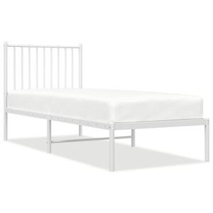 vidaXL metallist voodiraam peatsiga, ilma madratsita, valge, 75x190 cm