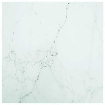 vidaXL lauaplaat, valge 80x80 cm, 6 mm, karastatud klaas marmordisain