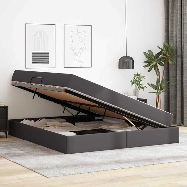 vidaXL Voodi hoiukohaga ja madratsiga madratsiga 2 pcs Hall Nahk