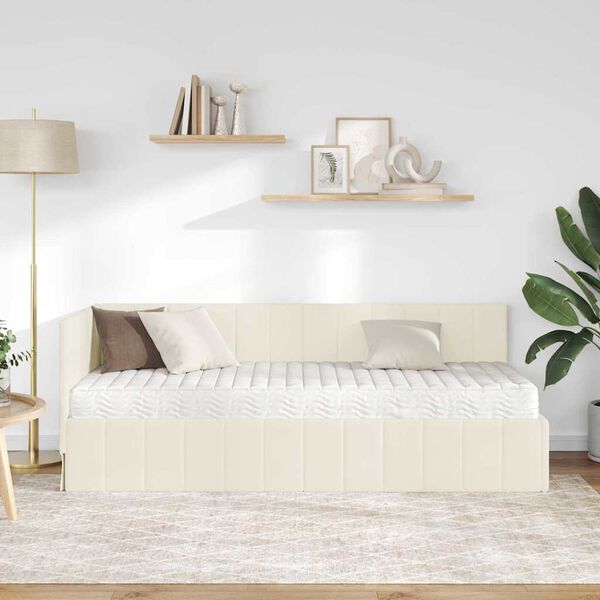 vidaXL Nurgavoodi raam koos madratsiga madratsiga 2 pcs cream Samet