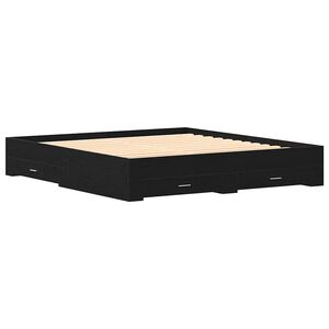 vidaXL Voodi raam sahtliga Must tamm 180 x 200 cm Tehispuit