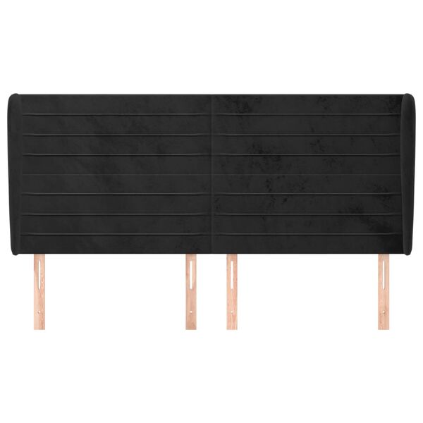 vidaXL voodipeats servadega, must, 183x23x118/128 cm, samet