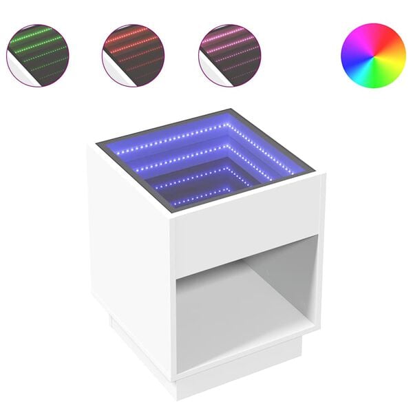 vidaXL &ouml;&ouml;kapp LED-tuledega, valge, 40x40x50 cm