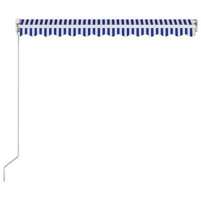 vidaXL käsitsi sissetõmmatav varikatus, 350 x 250 cm, sinine ja valge