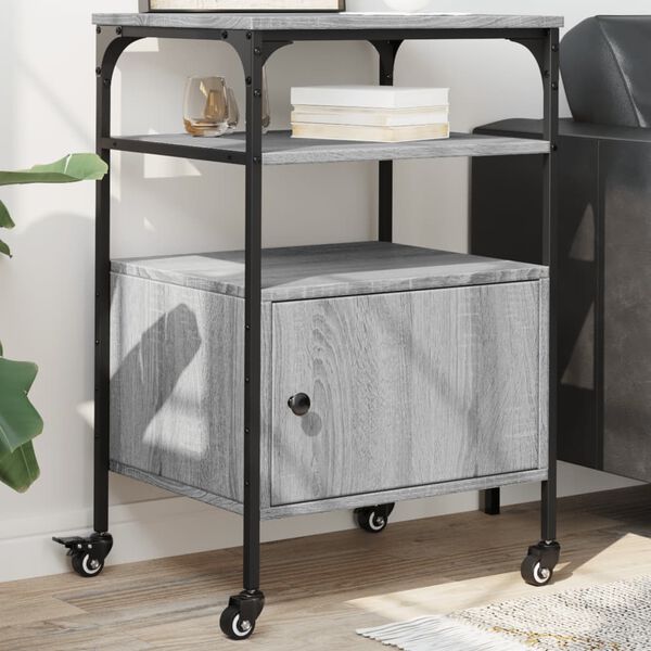 vidaXL printerialus, 3 tasandit, hall Sonoma, 50x40x76 cm, tehispuit