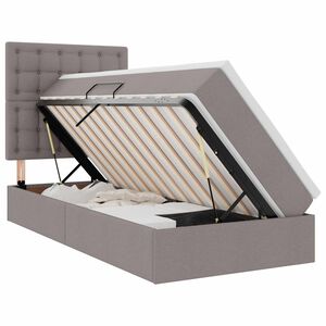 vidaXL LED-valgusega hoiuvoodi Pruunikashall 90 x 190 cm Pol&uuml;ester