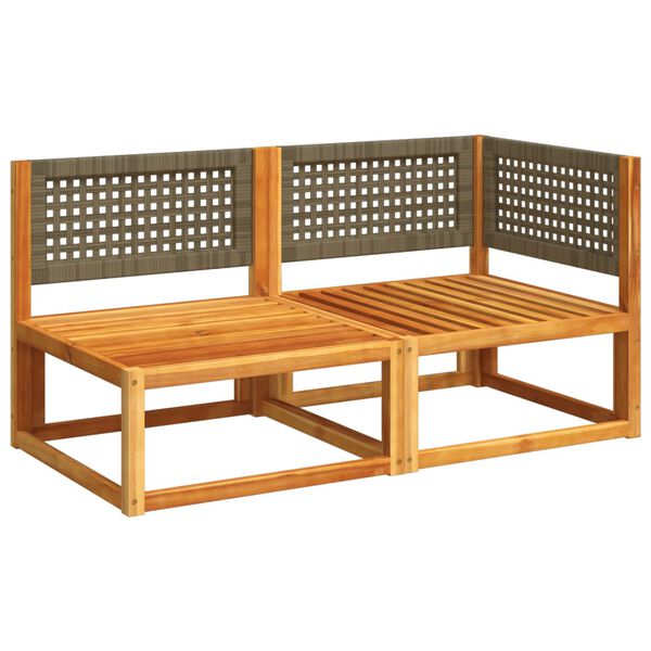 vidaXL aiadiivan patjadega, kahekohaline, puit, akaatsia ja rotang