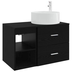 vidaXL Vannitoa m&ouml;&ouml;bleset 2 pcs Must tamm Tehispuit