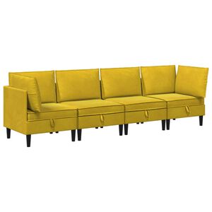 vidaXL Elutoa m&ouml;&ouml;bliseade padjaga ladustamisega 4 pcs Kollane Samet