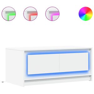 vidaXL kohvilaud LED-tuledega, valge, tehispuit