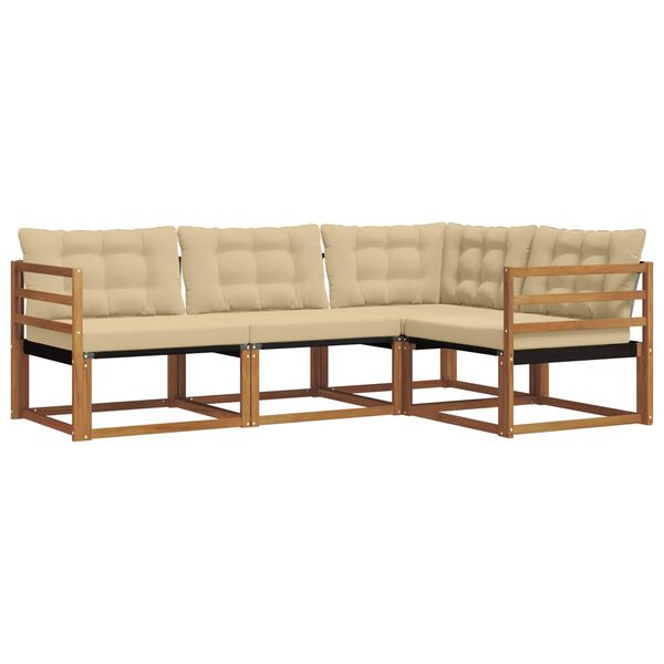 vidaXL V&auml;li diivanikomplekt padjaga 4 pcs Looduslik ja beež