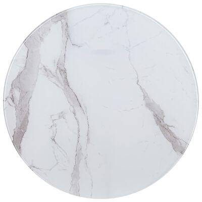 vidaXL lauaplaat valge, Ø 80 cm, marmoritekstuuriga klaas