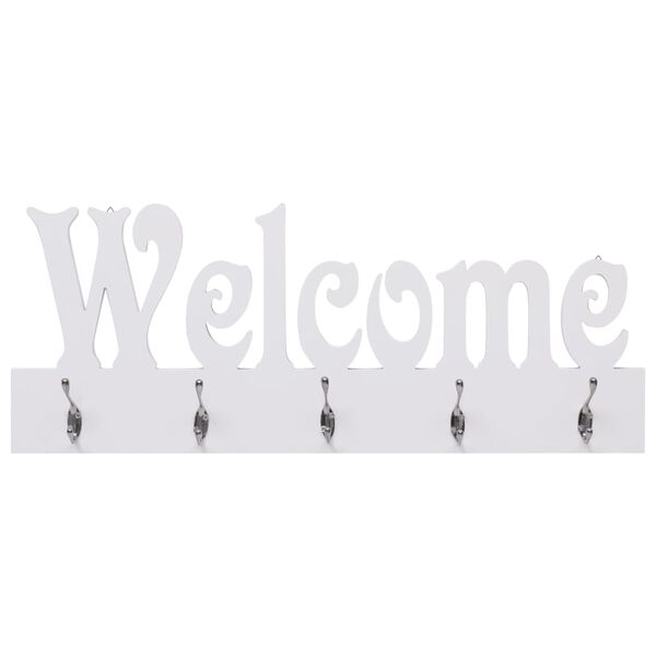 vidaXL seinale kinnitatav riidenagi, WELCOME, valge, 74 x 29,5 cm