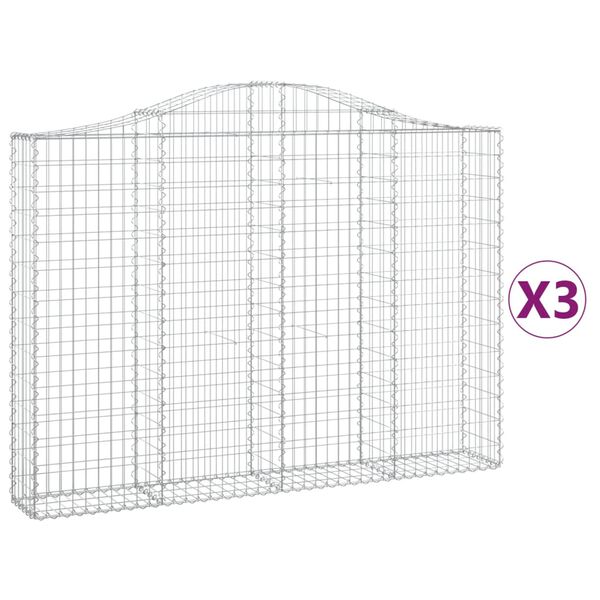 vidaXL kaarekujulised gabioonkorvid 3 tk, 200x30x140/160 cm, raud