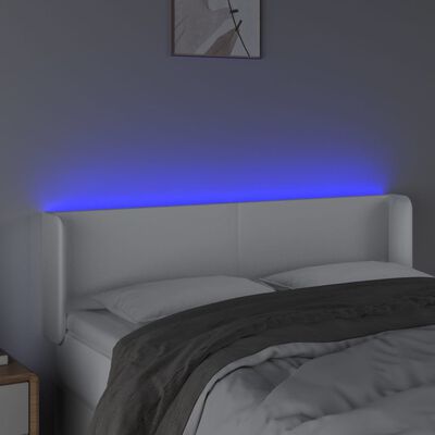 vidaXL LED-voodipeats, valge, 147x16x78/88 cm, kunstnahk
