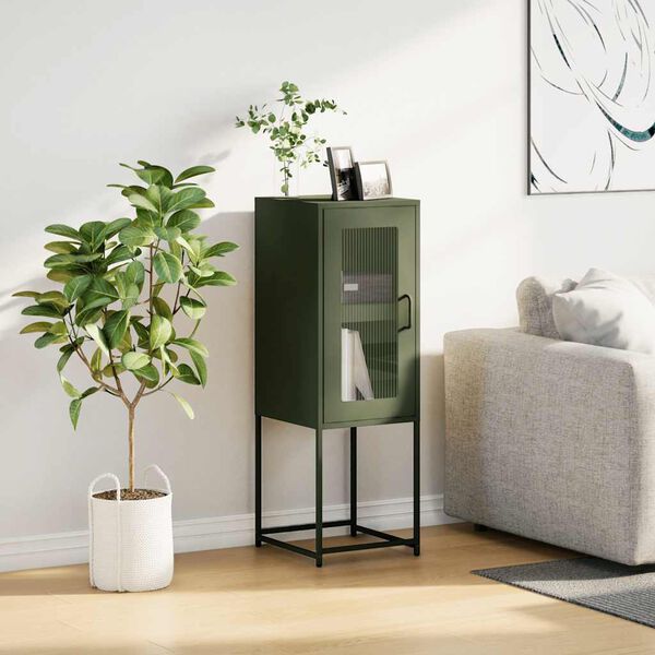 vidaXL puhvetkapp oliivroheline 36x39x107 cm külmvaltsitud teras