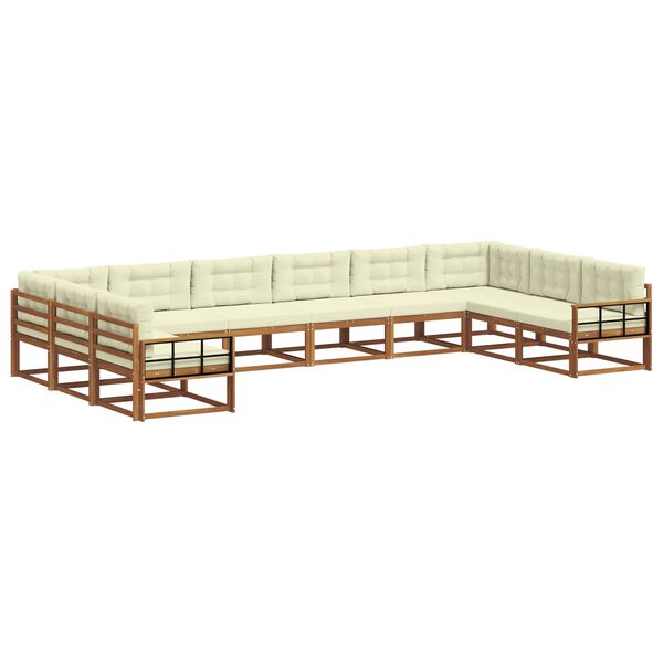 vidaXL V&auml;li diivanikomplekt padjaga 10 pcs Looduslik ja kreem