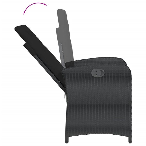 vidaXL 9-osaline aiam&ouml;&ouml;bli komplekt patjadega, must, pol&uuml;rotang