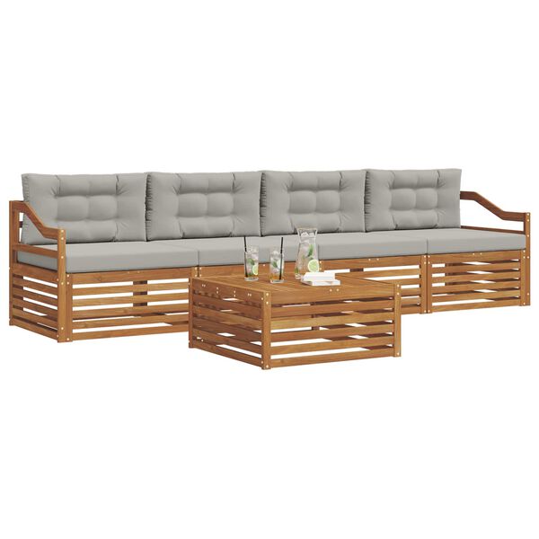 vidaXL V&auml;li diivanikomplekt padjaga 5 pcs Looduslik ja Hele Hall