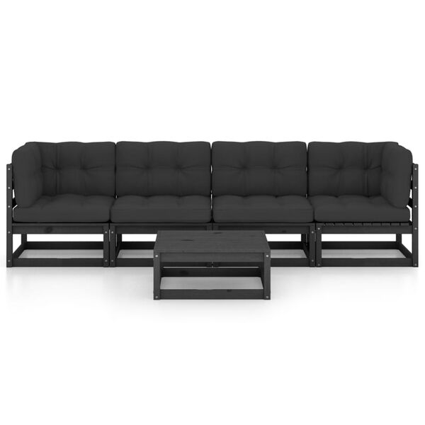 vidaXL 5-osaline aiam&ouml;&ouml;bli komplekt istmepatjadega, toekas m&auml;nnipuit