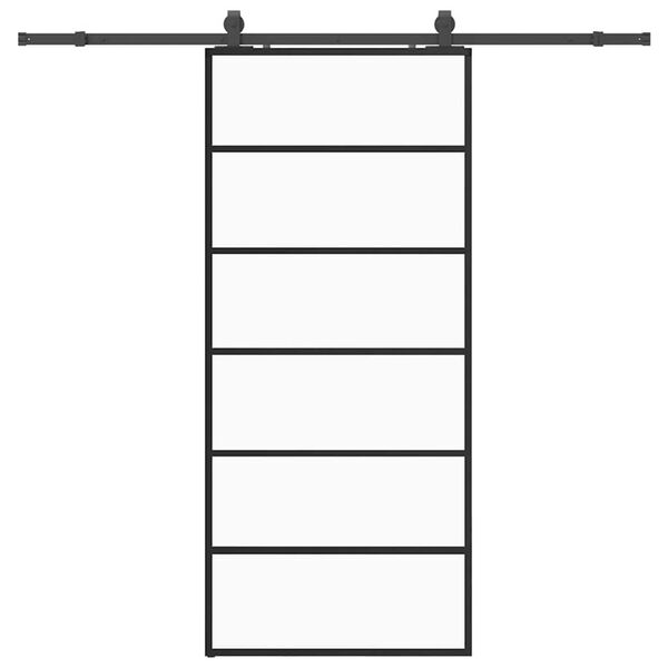 vidaXL liuguks tarvikutega, must, 90 x 205 cm, ESG-klaas