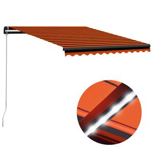 vidaXL k&auml;sitsi sisset&otilde;mmatav varikatus LED 300 x 250 cm oranž ja pruun