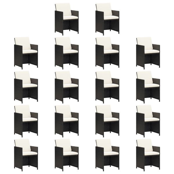 vidaXL 19-osaline aiam&ouml;&ouml;bli komplekt patjadega, must, pol&uuml;rotang