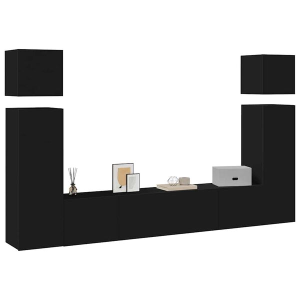 vidaXL 8-osaline telerikappide komplekt, must, tehispuit