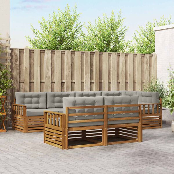 vidaXL V&auml;li diivanikomplekt padjaga 7 pcs Looduslik ja Hele Hall